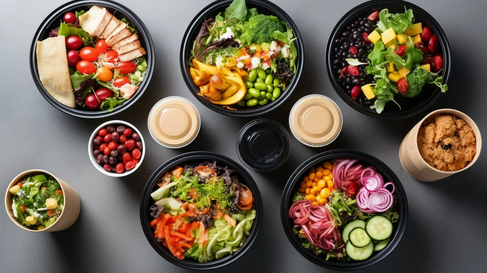 A colourful selection of bowls and sides